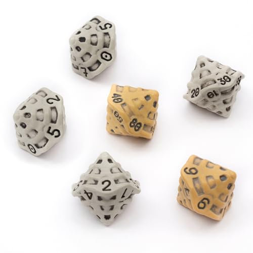 D10 & %D10 Würfel Set - Set aus Sechs Würfel 10 Seitig - Vier W10 & Zwei %W10 (D100 / W100) Skull & Bone / Schädel & Knochen DND Würfel Für Pen and Paper, Dungeons & Dragons, Warhammer, D&D (Gemischt)
