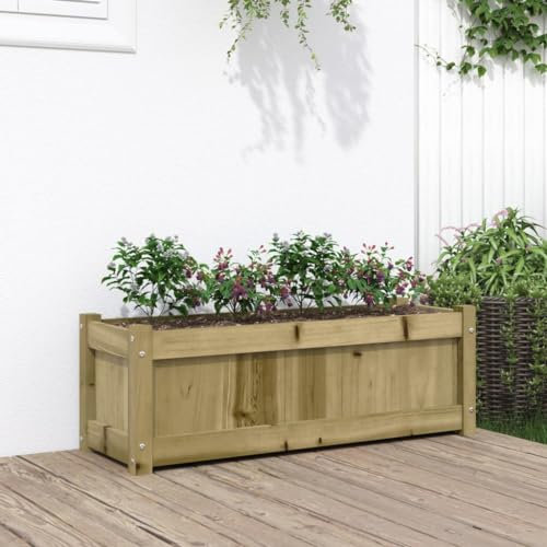 Cosisti Jardinière Bois jardinieres Exterieur Bac a Fleur Bois Lit Surélevé de Jardin Potager pour Cultiver Fleurs Herbes Plantes-Naturel impregné-90x31x31 cm