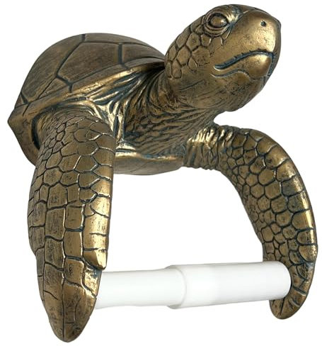 Top Brass Toilettenpapierhalter mit Meeresschildkröte, rustikal, nautisch, Strand, Küstendekoration, Bronze-Grünspan