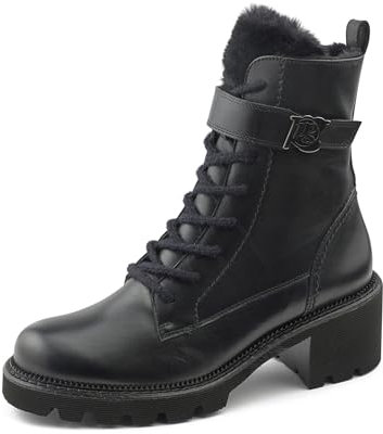 Paul Green Damen Schnürbootie mit Warmfutter, Frauen Schnürstiefeletten,Warm gefüttert,Bootee,Booties,halbstiefel,Schwarz (Black),39 EU / 6 UK