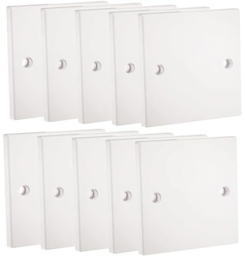 rhinocables Single Socket Blanking Plate – Plug Covers, UK | Waterproof Light Switch Cover | Electric Wall Fitting | Blank Cover Plate for Unused Outlet | White with Screws (Pack of 10)