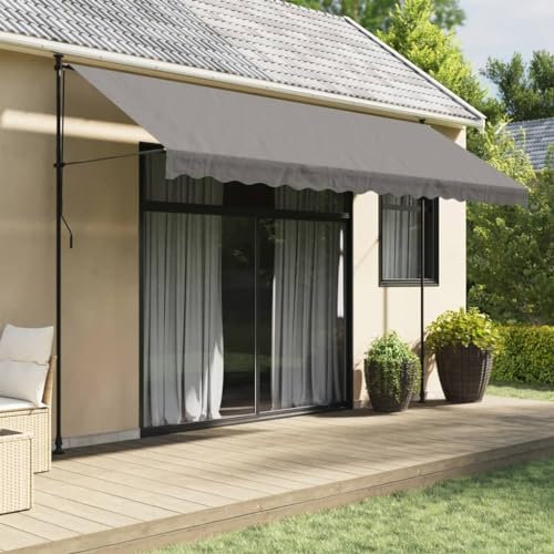 Tidyard Markise Einziehbar Sonnenschutz Markise Sonnenmarkise Balkonmarkise Gelenkarmmarkise Anthrazit 400x150 cm Stoff und Stahl