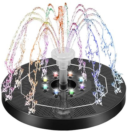 Fuente Solar Jardin Exterior 3w Fuente Solar Flotante Con 6 Boquillas Fuentes Solares De Jardin Fuente Solar Para Estanque Adecuado Para Piletas De PáJaros, Estanques, Piscinas, DecoracióN De Jardines