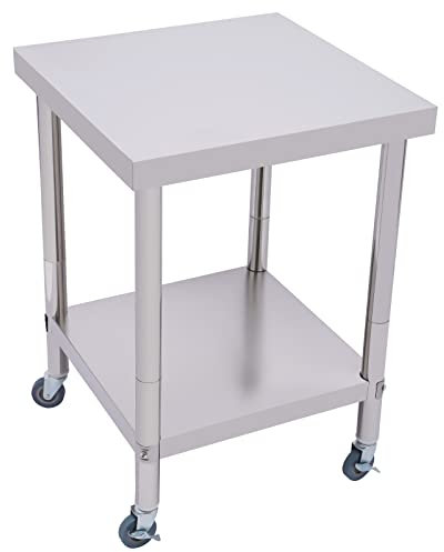 BJTDLLX Tavolo da lavoro in acciaio inox con ruote, tavolo da lavoro in acciaio inox, 60 x 60 cm, tavolo da lavoro per esterni, portata 300 kg
