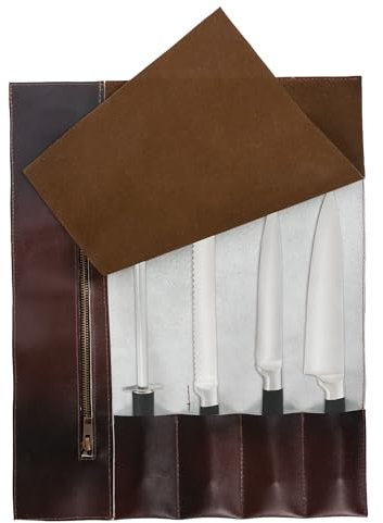 Full Grain Handmad Dark Brown Leather Knife Storage Roll, Tool Holder, Leather Knife Roll Bag,Handcrafted Chef Birthday Gift, Chef Case Knife Storage Roll(4 Pockets)