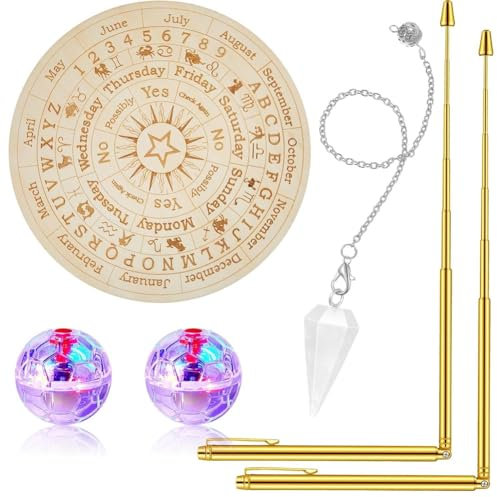 ANNJUC de Radiesthésie en Cuivre avec Kit de Planche Pendule pour le Surnaturel avec Kit de Chasse Aux Fantômes.