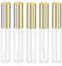 Molain 10ml Leere Lipgloss-Röhrchen, 5Stück Leere Kosmetik Lipgloss Tuben Behälter, nachfüllbare Lippenbalsam-Behälter Mini-transparente nachfüllbare leere Tuben für Lipgloss Balsam(gold)