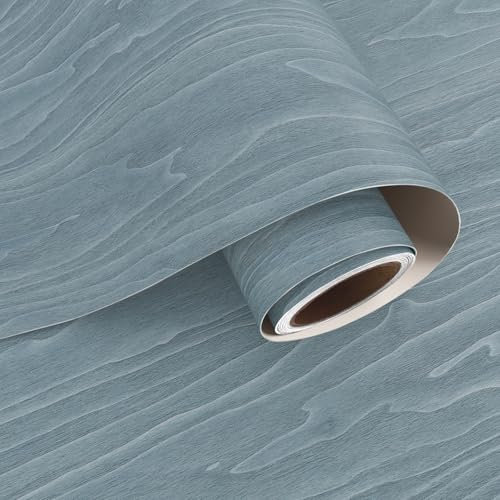 VaryPaper Blue Wood Effect Vinyl Self Adhesive Wallpaper Wood Effect Sticky Back Plastic 40cmx200cm Vinyl Wrap for Furniture Kitchen Cupboards Sticker Counter Top Vinyl Covering Adhesive Shelf Liner