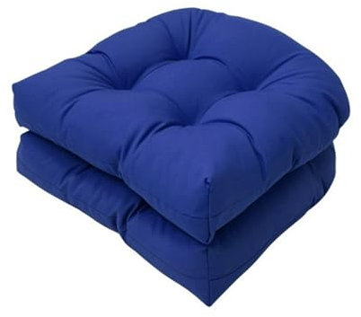 FYHTC Seat Cushion Garden Chair Pad Waterproof 2 U Shape Indoor Outdoor Chair Pads High Back Cushion Seat Pad Patio Armchair Deckchair Lounger Rocking Chair Pad(Dark blue)