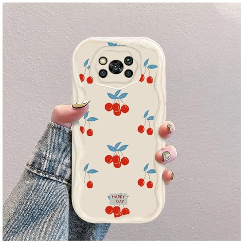 Kirsche Welle Silikon Weich Hülle Kompatibel mit Xiaomi Poco X3 NFC/Poco X3 Pro Weiß