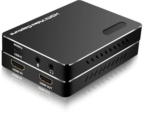 docooler Videoaufnahmekarte kompatibel mit 4K HDMI USB 3.2 4K60hz Niedrige Latenz Plug and Play 4Kp60 Input/Output Aufnahmegerät Farbiges Streaming