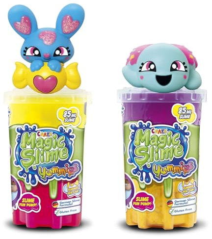 CRAZE Magic Slime YUMMIES 2-Pack | Slime niños en Colores neón con Diferentes Personajes para chupar - 2X 85 ml Lata de Slime, Colorido Slime Infantil sin residuos