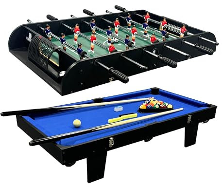 COUGAR 2-in-1 Multi Spieltisch in Grün/Blau | Mini Multi funktions Spieltisch inkl. Zubehör | Multigame/Multispieltisch | Tischkicker & Billardtisch