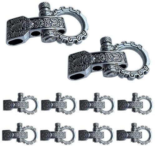 Hermosiey Paracord-Schnallen, Schleifenverschlüsse, Schraubstift, Ankerschäkel, Verstellbare Schäkel, Schnallen für Paracord-Armband, Gürtel, 10 Stück