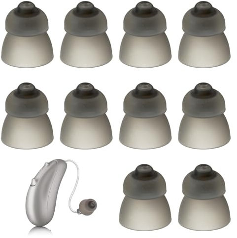 10 Pack Hearing Aid Domes for Phonak, Silicone Sound Amplifier Double Layer Earbud Tips Replacement Open Domes Ear Tips Washable Anti Static Ear Pieces Hearing Aid Accessories for Seniors (S-9mm)