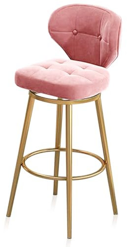 Lot de 1 Tabouret de Bar pivotant à 360° en Velours Moderne, Chaise de Bar à Hauteur de comptoir avec Base en métal doré pour pub/Cuisine/café, 1 pièce, 75 cm