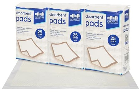 Harbour Housewares 75x Disposable Incontinence Bed Pads - 60cm x 60cm - Large Waterproof High Absorbency Underpads Mattress Protector Overnight Bed Wetting Sheets Incontinence Pads