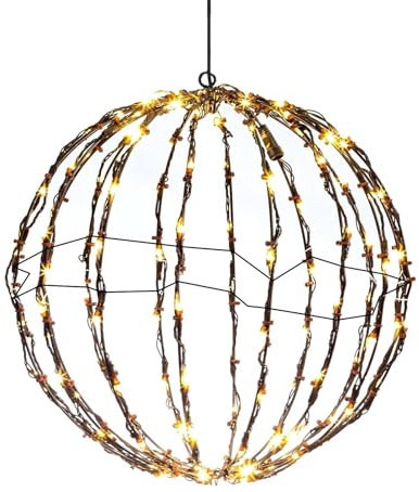Bavokon LED Leuchtkugel, Weihnachtliche Dekokugel, faltbare Beleuchtung, Lichterkette Kugeln, beleuchtete Weihnachtskugeln, Weihnachtsdeko für Garten