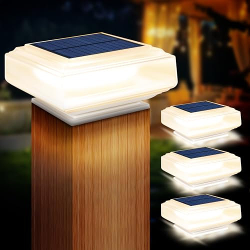 AMFUN Luces Solares para Poste, 2PCS LED Lamparas Solares Exterior, Lámpara de Jardín Poste Square, para Jardín Valla Terraza 4x4 5x5 6x6 Pulgadas Postes de Madera