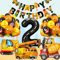 Bagger Kindergeburtstag 2, Baustellen Geburtstagsdeko Jungen 2 Jahre, Bagger Kinder 2 Jahre, Baustellen Luftballon 2. Geburtstag, Deko 2. Geburtstag Junge,Bau Happy Birthday Banner,Ballon 2 Geburtstag