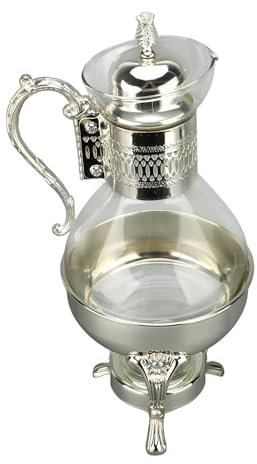 Coffee Pot, Coffee Carafe Coffee Pots Metal and Glass with Vintage Design for Home and Office (Silver)