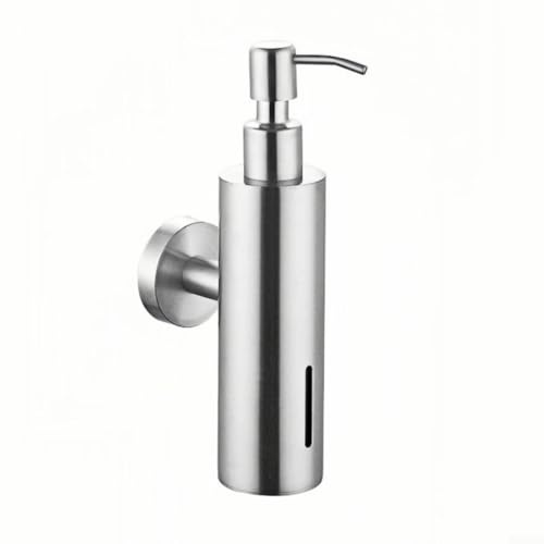 Getdoublerich Seifenspender aus Edelstahl, zur Wandmontage, Pumpflasche, Spender steuert präzise Seife, Badezimmerzubehör (rund, Chrom) (Silber)