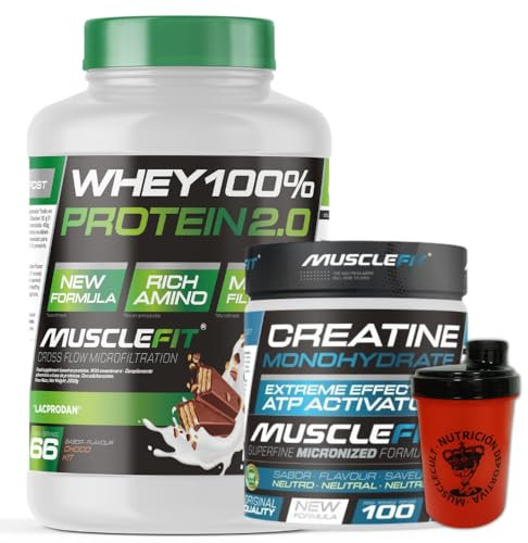 MuscleFit - Pack Whey 100% Protein 2kg Sabor ChocoKit + Creatina 300g