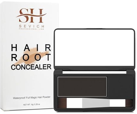 Sevich Root Cover Up Ansatzpuder - Haaransatz Puder, Schnellabdeckung Grauer Haarwurzeln, Haarpuder Ansatz Mit Wasserfester Rezeptur perfektes Finish, 8g Dunkelbraun