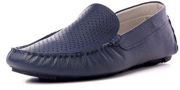 Nordan Herrenschuhe aus echtem Leder. Anzugschuhe Herren mit hohem Komfort. Bequeme Schuhe Herren zum Anzug und für den Alltag. 4424 dunkelblau 1801, 43