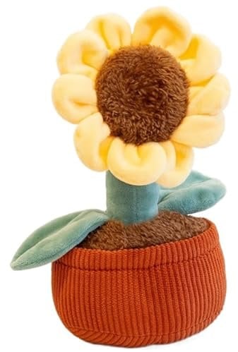 KUKUShining Potted Plants Plush Toy, Cute Flower Pot Stuffed Decoration Pillow Soft Fluffy Plushie For Birthday Gifts Kids(Sunflower)