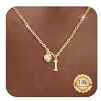Maynor Gold Damen Buchstaben Kette mit 5A Zirkon Herz Anhänger–Initialen A-Z Halskette, 18K Vergoldet Personalisierte Namenskette Mode Schmuck Geschenk für Frauen Mädchen