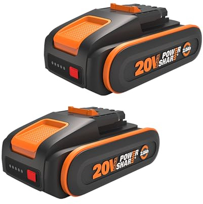 WORX Pack 2 Batteries PowerShare 20V 2 Ah WA3639.2 | Gestion intelligente des cellules, indicateur de charge et compatible PowerShare 20V, 40V et 80V MAX