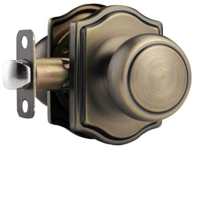 NCSEN Antique Brass Door Knobs with Camelot Trim,Interior Door Knob with Lock,Door knob for Hall & Closet