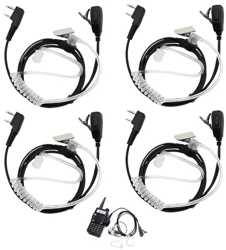 Oreillette Talkie Walkie, 4 Pièces Oreillette Compatible avec BAOFENG, Oreillette Talkie Walkie pour BAOFENG, Oreillette Radio Bidirectionnelle Kenwood, UV5R 888S RT24 RT27 HESENATE HT999-150CM
