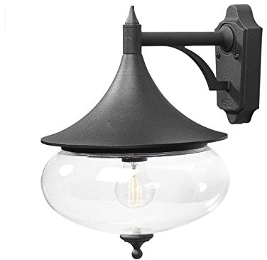 Konstsmide Libra Wandleuchte B: 28 cm T: 36 cm H: 39.5 cm, 1 x 100 W, IP23. lackiertes Aluminium, schwarz 581-750