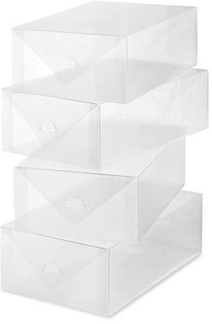 Whitmor Clear Vue Women's Shoe Box Set of 4, White, 4er-Set