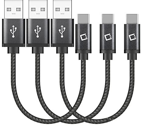 Cellet Short 4 Inch, USB-C Cable, Type-C to USB 3.0 Fast Charging Cord for Power Bank, Battery Case, External Battery Charger use with Note 9/8/5 Galaxy S9/S9 Plus/S8 Nintendo Switch, (3 Pieces)