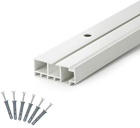 DQ-PP GARDINENSCHIENE | 400cm | PVC | 1-läufig | Weiss | inkl. Befestigungsmaterial | 4m (2 x 150cm + 100cm + 2 x Verbinder) | Gardinen Schiene Vorhangschienen