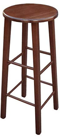 OKAFFAREFATTO MADDALONI Hocker aus Massivholz mit runder Sitzfläche aus dunklem Nussbaum, Höhe 80 cm vom Boden mit geraden Beinen