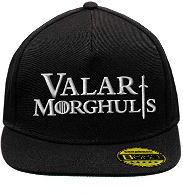 Valar Morghulis Game of Thrones White Schwarz Hut Flacher Gipfel Verstellbar Snapback Unisex Original Bestickte Urban Logo Mütze