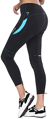Santic Pantaloni Ciclismo Donna Imbottiti Pantaloni Ciclista Donna Pantaloni Bicicletta Imbottiti per Donna Blu EU XL