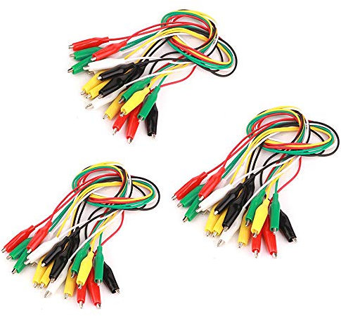 30 Pièces Pinces Crocodile Avec Câble, Pince Crocodile Isolée, Longueur de Câble 50 cm Pour les Configurations de Test, la Technologie de Mesure et Pour la Connexion D'alimentation (5 Couleurs)