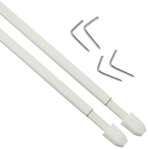 Vetrineinrete® Bastone per Tenda da Finestra 2 Pezzi con Ganci a Vite Asta telescopica allungabile Bacchette Regolabili per infissi Porte (70 a 120 cm) H29