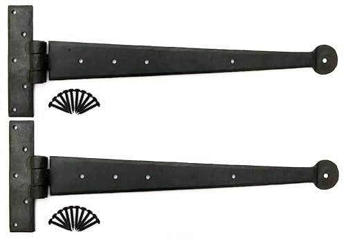 Infinity Decor Hand Forged 15 Tee Hinge Pair, Black, Iron, Classic Style, Beeswax Finish