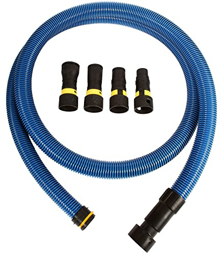 Cen-Tec Systems 95204 Antistatischer Vakuumschlauch und Ladensauger mit erweitertem Elektrowerkzeug-Adapter-Set für mehrere Marken, blau, 10 Ft. Hose