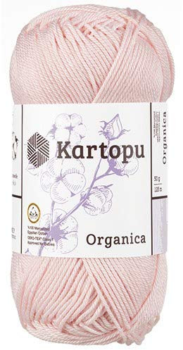 Kartopu Organica 50gr Knaul- Baumwollgarn, – Häkelgarn aus feinster ägyptische Baumwolle (255 hellrosa)