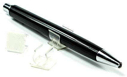 LEO’s - 100 x Stiftehalter selbstklebend 1,5 x 1,2 cm Transparent aus Kunststoff - Stifthalter für Kugelschreiber und Schreibgeräte - Kugelschreiberhalter zum Kleben an Notizbuch, Kalender und Mappen