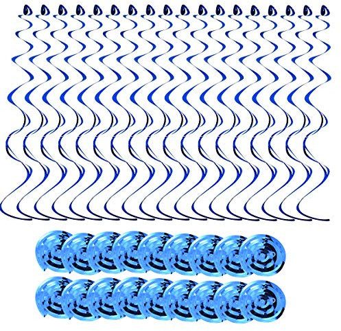 18pcs Sécorations Fête Suspendues Tourbillon, Décorations Plafond Tourbillon Bleu, Réutilisables d'anniversaire en Spirale pour Fête de Naissance, Mariage, Noël, Fournitures de Fête