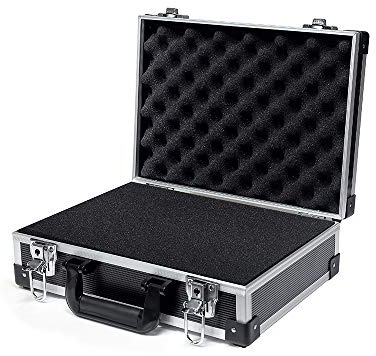 AxiGear 40,6 cm Aluminium-Hartschalenkoffer mit anpassbarem Schaumstoffeinsatz (40,6 x 27,9 x 12,7 cm Innen)
