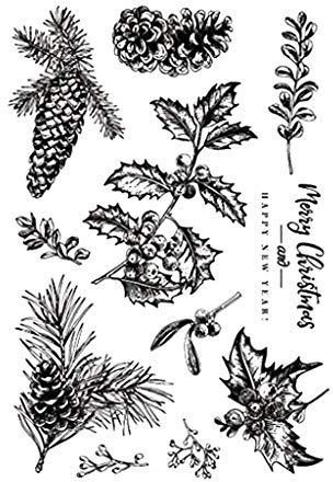 Kcibyvx Weihnachten Tannenzapfen DIY Klar Silikonstempel Clear Stamp, Transparent Silikonstempel, Für DIY Karte/Scrapbooking/Fotoalbum Dekorative
